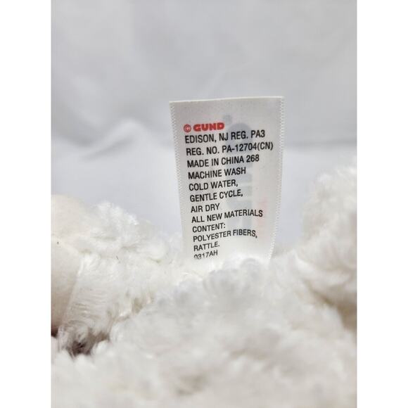 Fluffy Soft Little White LAMB Sleeping 10" Stuffed Animal Baby Gund Winky Rattle - Picture 8 of 8